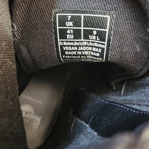 Dr. Martens Jadon Max Vegan Black Crushed Velvet Plaform Boots Ribbon Laces Sz 9 - Picture 7 of 12